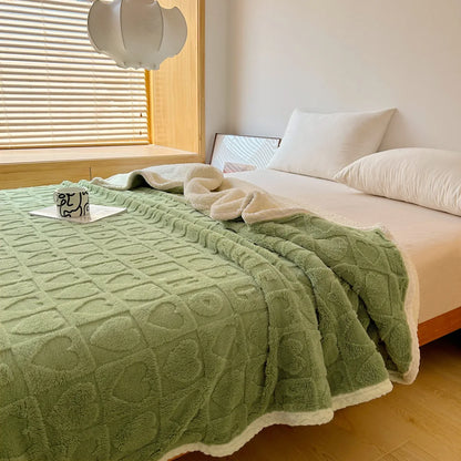 Home Thick Bed Blanket Double Sided Lamb Cashmere Fleece Plaid Blankets Winter Warm Throw Sofa Cover Newborn Wrap Kids Bedspread