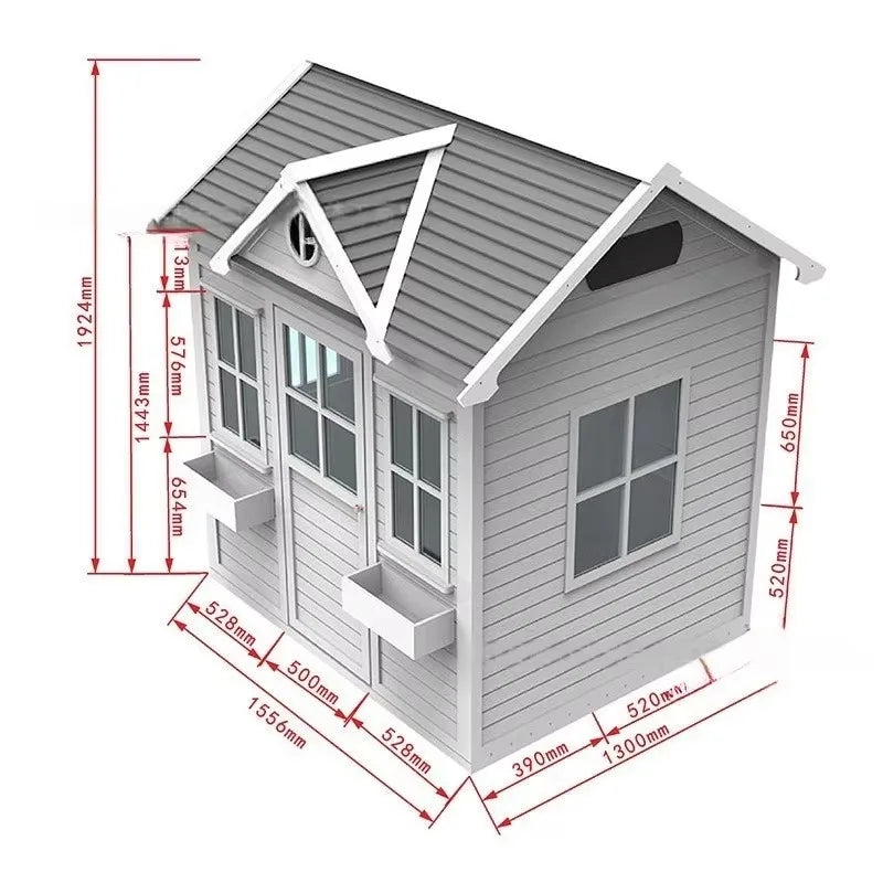 Outdoor Wood Kids Playhouse with Waterproof Feature