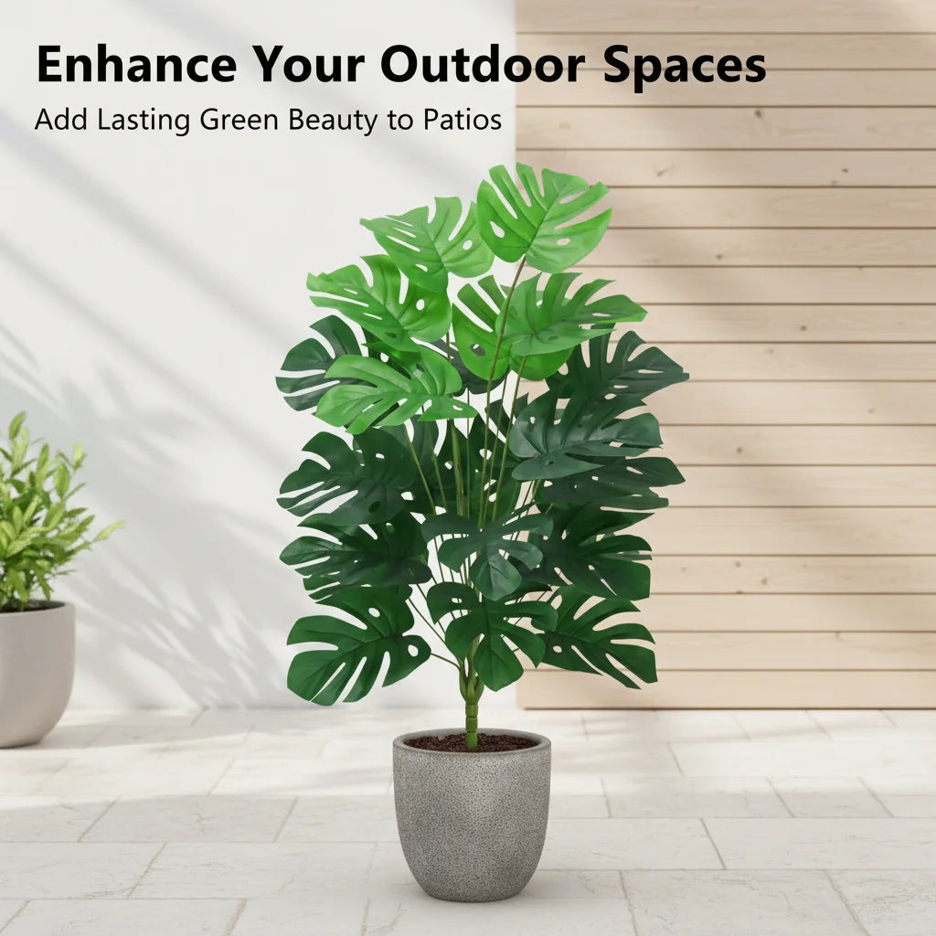 Large 1 Meter Fake Monstera Tree 24 Leaves, Tall Artificial Plant for Indoor Outdoor Garden Wedding Decor