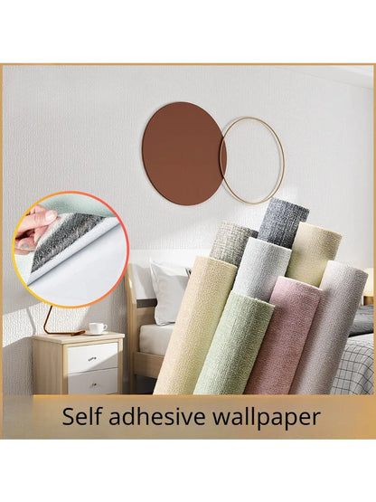 Linen Anti Mold Wallpaper for New Home Insulation Waterproof and Anti-collision Background Wall Self-adhesive Wall Stickers