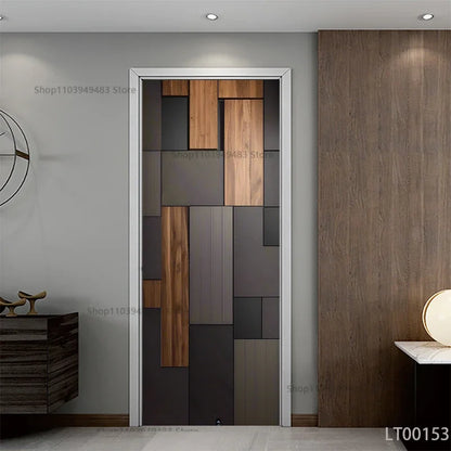 Wood Texture Series Waterproof Self-Adhesive Wallpaper Art Mural Stickers for Decor Door Cabinet Closet Ornamental Stickers