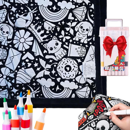 DIY Coloring Washable Fleece Throw Blanket, a Soft and Cozy Art Project Suitable for Both Kids and Adults
