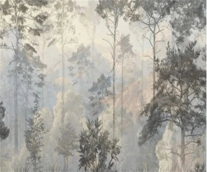 Customized Wallpaper Blue Forest Style Painting Living Room Background Wallpaper Home Decoration Forest Retro 3D Wallpaper