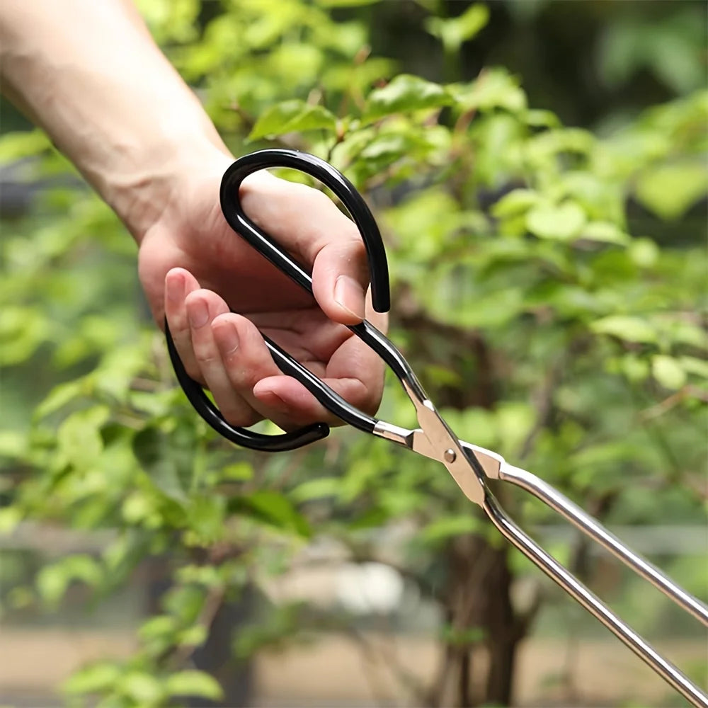 1pc BBQ Charcoal Tongs, Long And Heat-Resistant Barbecue Carbon Clamp,Stainless Steel BBQ Tool for Food ,Wood Charcoal, Fire Pit