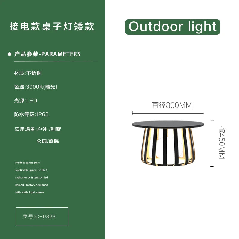 Solar waterproof courtyard outdoor table terrace floor-to-ceiling coffee table