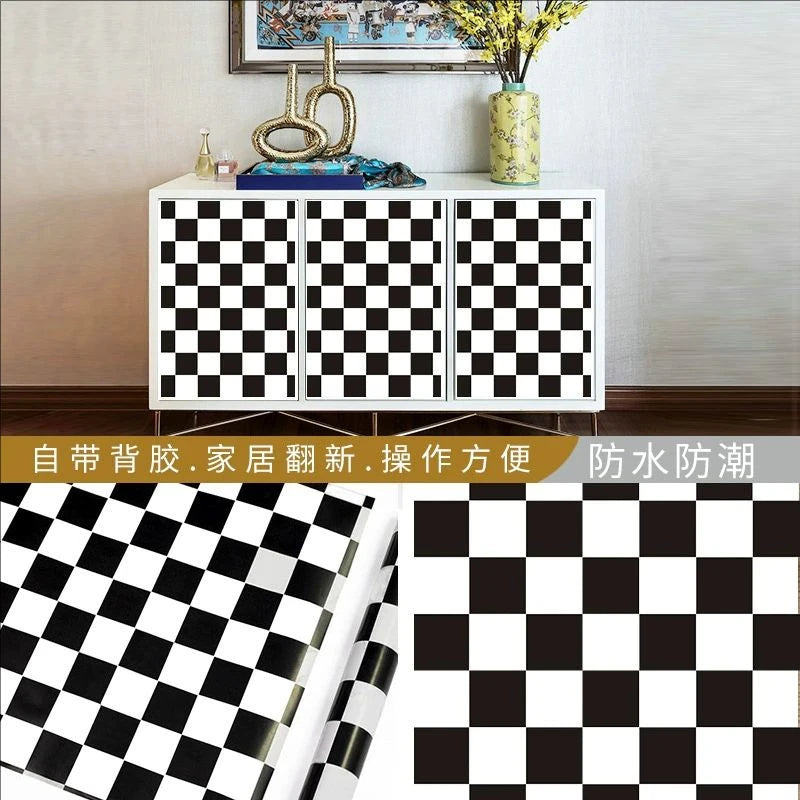 45CM self-adhesive wallpaper DIY grid background wall self-adhesive retro style home decor bedroom living room background wall