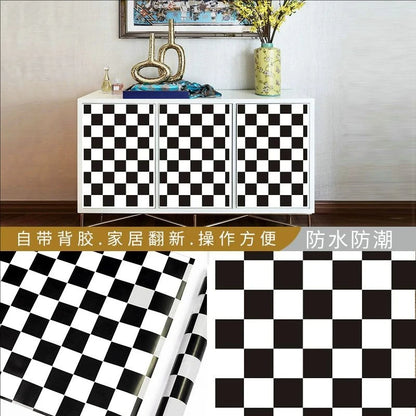 45CM self-adhesive wallpaper DIY grid background wall self-adhesive retro style home decor bedroom living room background wall