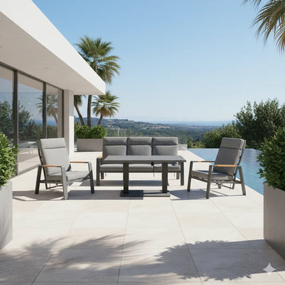 Outdoor Garden Sofa Set Luxury Modern Outdoor Furniture with Aluminum Frame Garden Dining Set & Elegant Patio Furniture