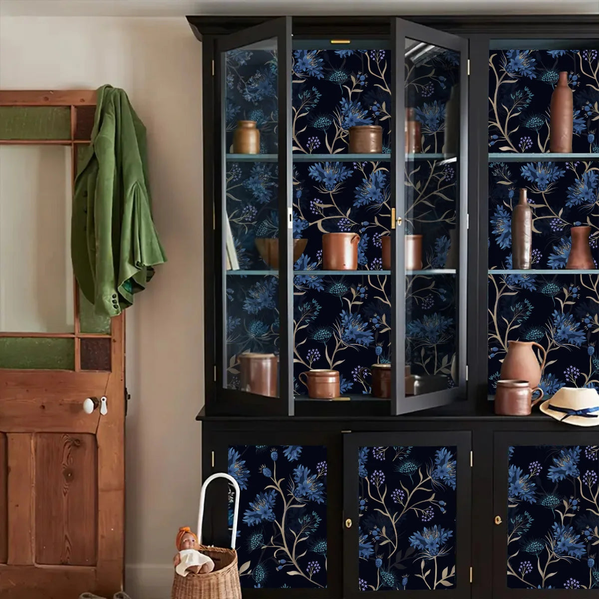 Dark Dandelion Floral Self Adhesive Wall Blue Plant Pattern Waterproof Removable Wallpaper Bedroom Bathroom Home Wall Decor Film