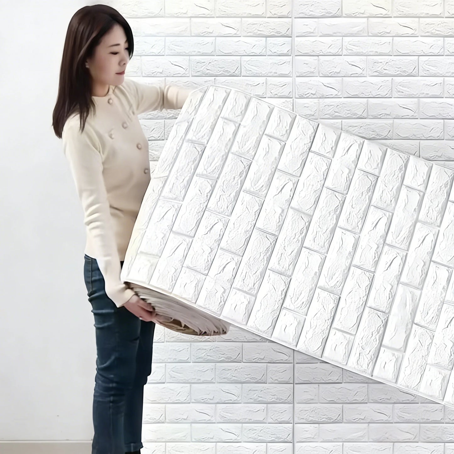 Faux Brick 3D Wallpaper 70cmx100cm Self Adhesive Waterproof Stain Resistant Wall Sticker Modern Kitchen Indoor Home Wall Decor