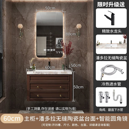 Rustic Retro Bathroom Cabinet Luxury Integrated Black Vanity Bathroom Cabinet Storage Organization Mobile Bagno Home Furniture
