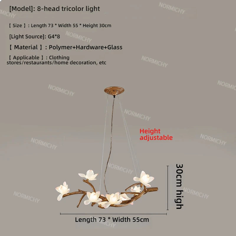 Living Room Lamp Creative Lotus Restaurant Lamp Wabi Sabi Style Zen Tea Room Homestay Decoration Tree Branch Pendant Light