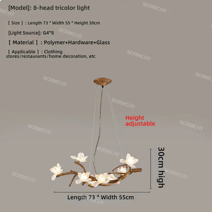 Living Room Lamp Creative Lotus Restaurant Lamp Wabi Sabi Style Zen Tea Room Homestay Decoration Tree Branch Pendant Light