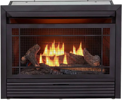 For Ventless 26,000 BTU Heats 1,350 Square Feet Dual Fuel No-Clearance Gas Fireplace Insert with Remote Control, Black