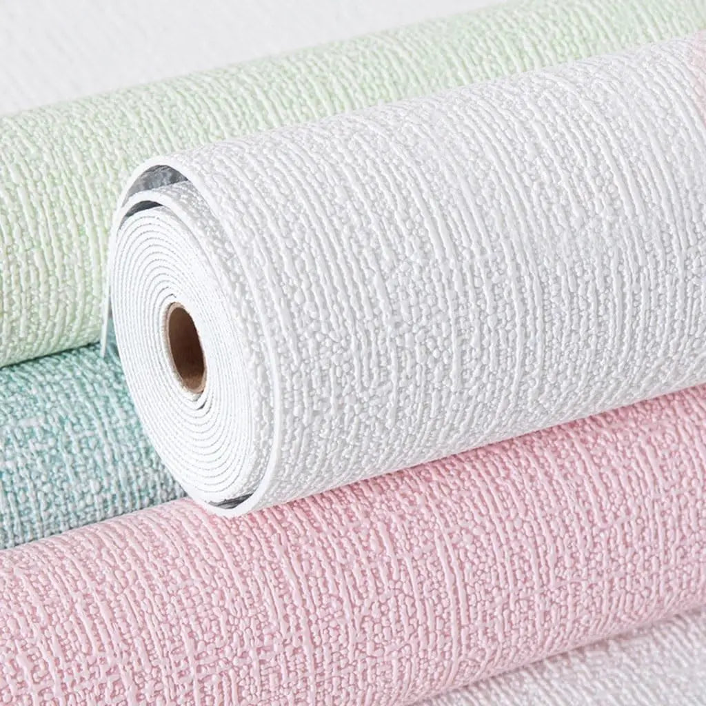3D Imitation Linen Wallpaper Self-adhesive Thickened Background Wallpaper Bedroom Renovation Home Decor PVC Foam Wall Sticker