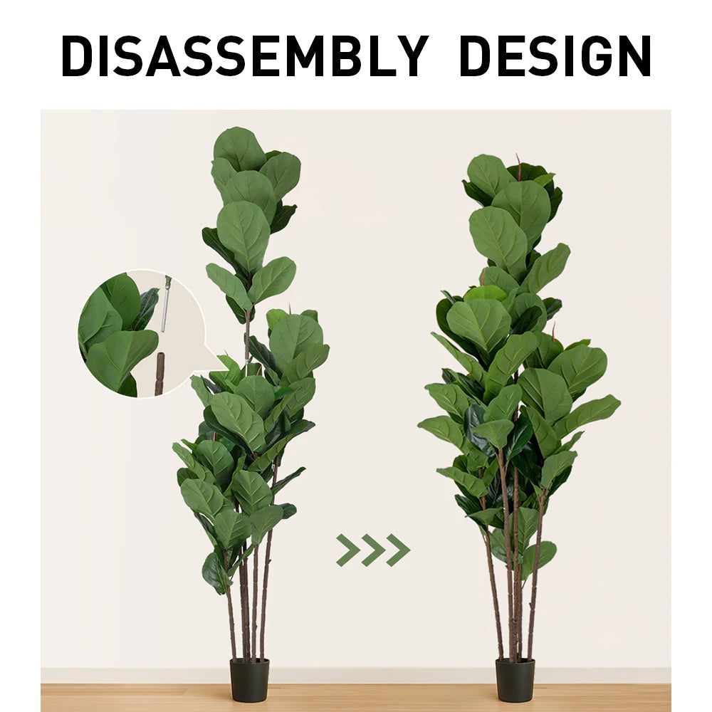 6ft Artificial Fiddle Leaf Fig Plant With Plastic Pot Indoor Outdoor Decor Gift