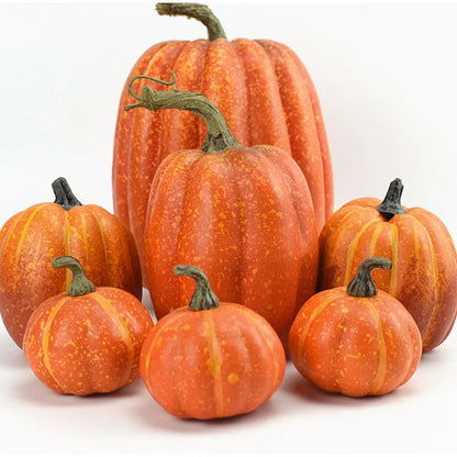 7pcs Halloween Simulation Pumpkin Decor Outdoor Orange Foam Plastic Artificial Pumpkin  Home Table Festival Atmosphere Decor