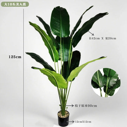 Artificial Bird of Paradise Plant Fake Tropical Palm Tree 10Trunks Faux Banana Leaf Trees in Pot for Home Indoor Outdoor Decor