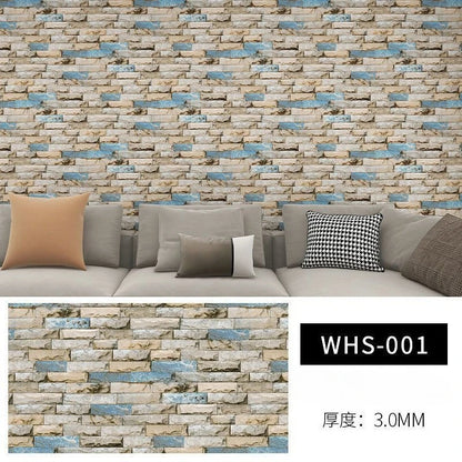 Rustic Brick Wall Wallpaper 3D Wall Decals Waterproof Mildew-resistant Stickers Dining Room Bar Courtyard Wall Decorations