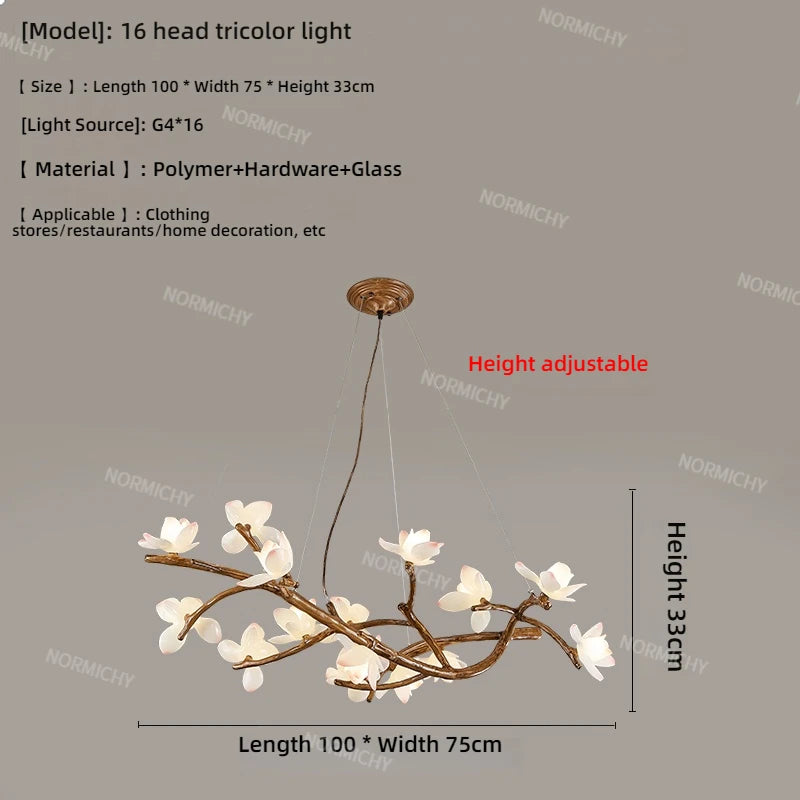 Living Room Lamp Creative Lotus Restaurant Lamp Wabi Sabi Style Zen Tea Room Homestay Decoration Tree Branch Pendant Light
