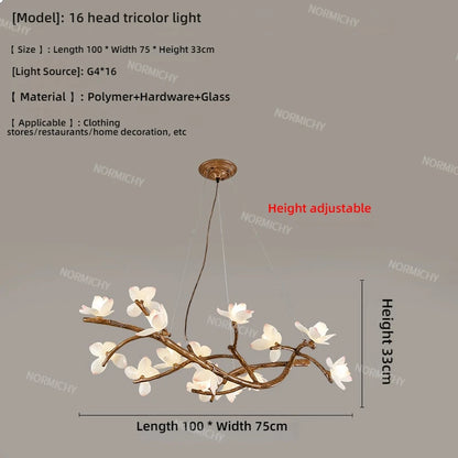 Living Room Lamp Creative Lotus Restaurant Lamp Wabi Sabi Style Zen Tea Room Homestay Decoration Tree Branch Pendant Light