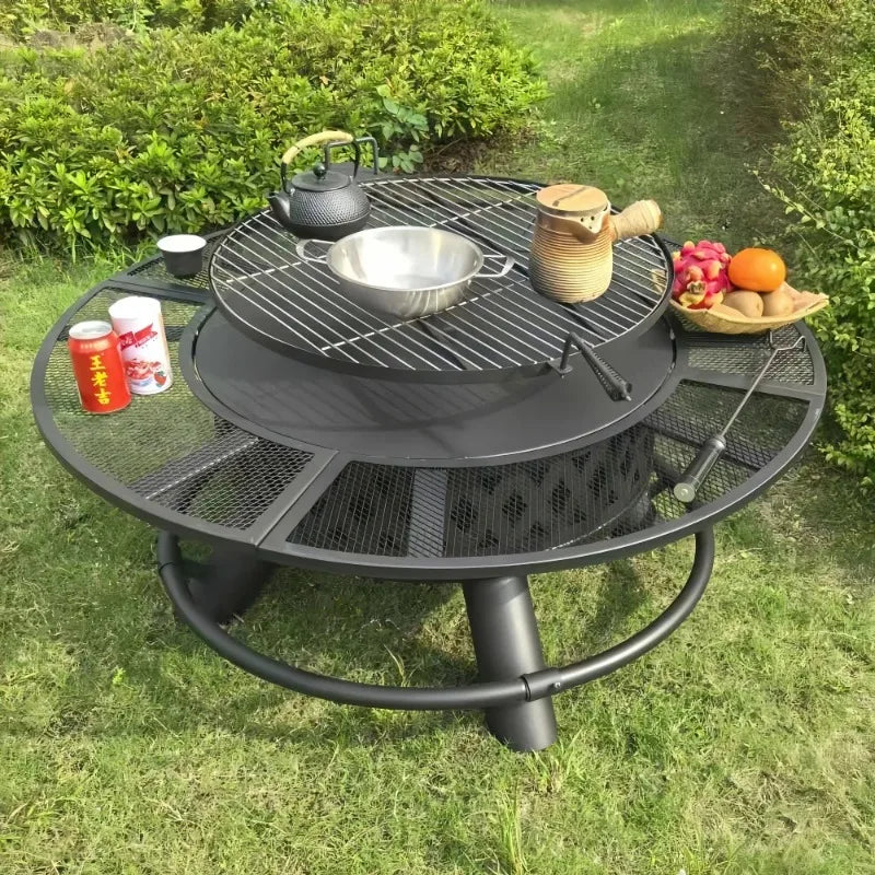 Outdoor BBQ BBQ Grill with Firewood Heating Sturdy Yard Grill Villa Campfire Surround Furnace Charcoal Brazier Fire Pit