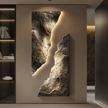 Living Room Decoration Painting Lamp Modern Luxury LED Rock Shape RC Wall Light Indoor Corridor Background Wall Mural Lights