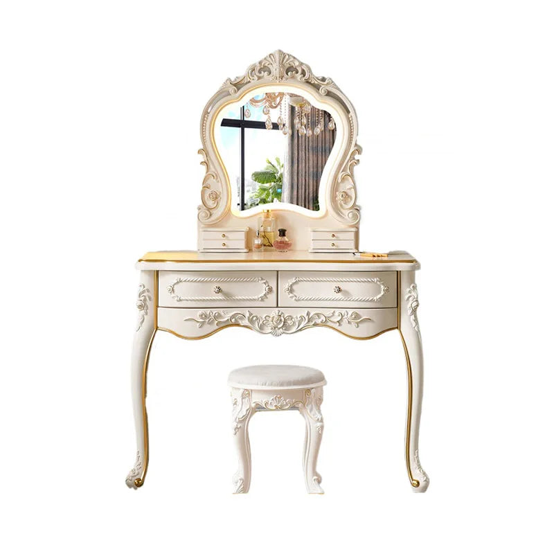 Trendy Unique Nordic Vanity Table Vintage Luxury Drawer Design Vanity Table Makeup Elegant Scrivania Makeup Bedroom Furniture
