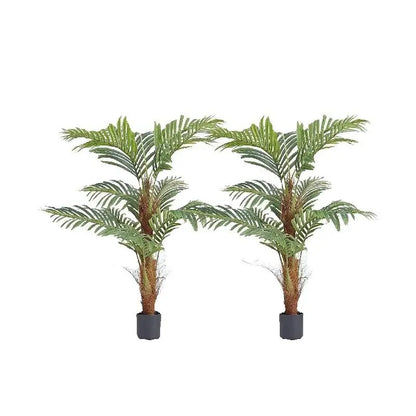 SucceBuy Artificial Palm Tree 4/5/6 FT Faux Plant Secure PE Material & Anti-Tip Tilt Protection Low-Maintenance Plant for Home