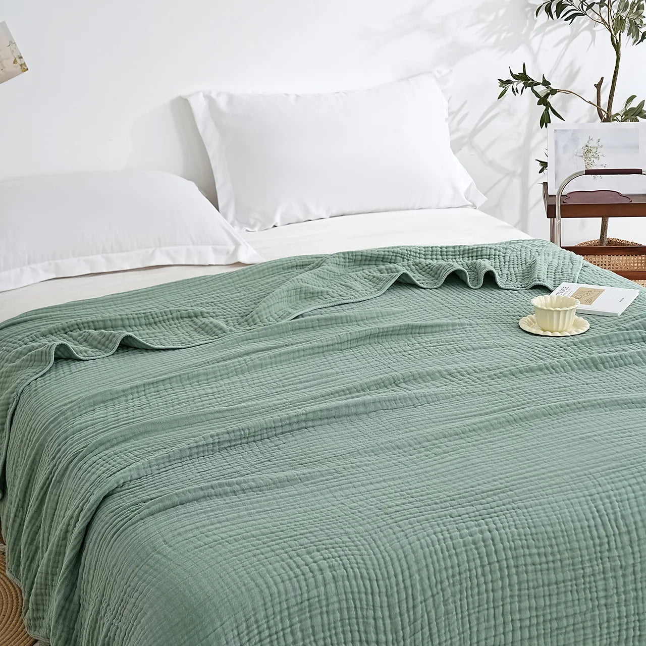 Plain Cotton Blanket Pure Cotton Plain Weave Fabric Waffle Quilt Adult Towel Six-layer Gauze Cover Blanket for All Seasons Sheet