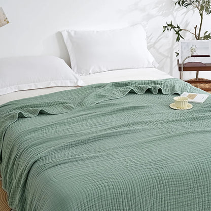 Plain Cotton Blanket Pure Cotton Plain Weave Fabric Waffle Quilt Adult Towel Six-layer Gauze Cover Blanket for All Seasons Sheet