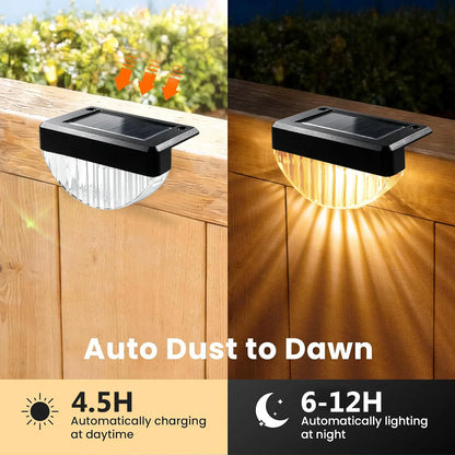 Solar Deck Lights Outdoor 8/16 Pack Waterproof LED Stair Lights with Lenses Auto ON Off Warm White Step Lights for Outside Deck