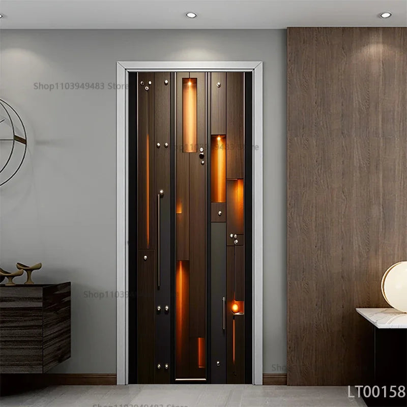 Wood Texture Series Waterproof Self-Adhesive Wallpaper Art Mural Stickers for Decor Door Cabinet Closet Ornamental Stickers
