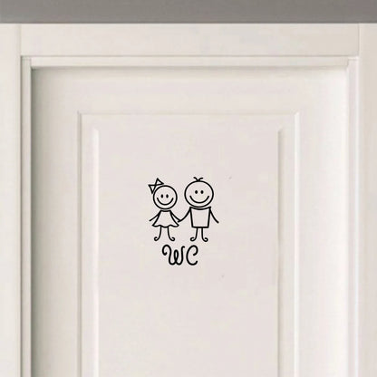 1 pc Cartoon Style Toilet and WC wallpaper Waterproof Wall Stickers Home Decor For washroom bathroom door Vinyl Art Decal