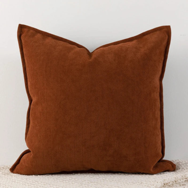Cozy Solid Chenille Throw Pillow Covers - Nordic Design, 45x45/50x50/60x60/65x65cm, Ideal for Living Room & Bedroom Decor