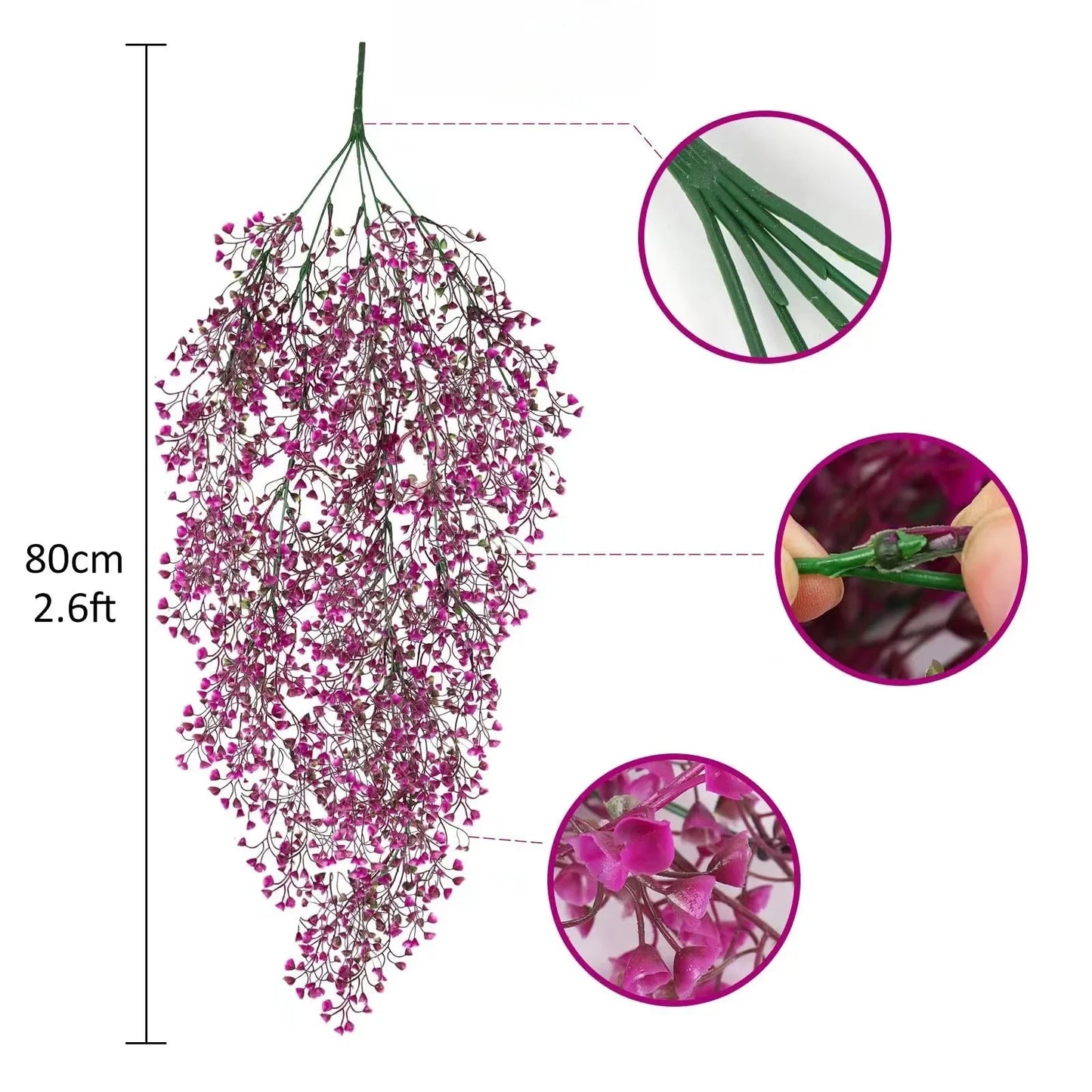 1pc Artificial Hanging Wisteria Flowers - UV Resistant Faux Plants for Home,  Parties - Versatile Indoor & Outdoor Decorations