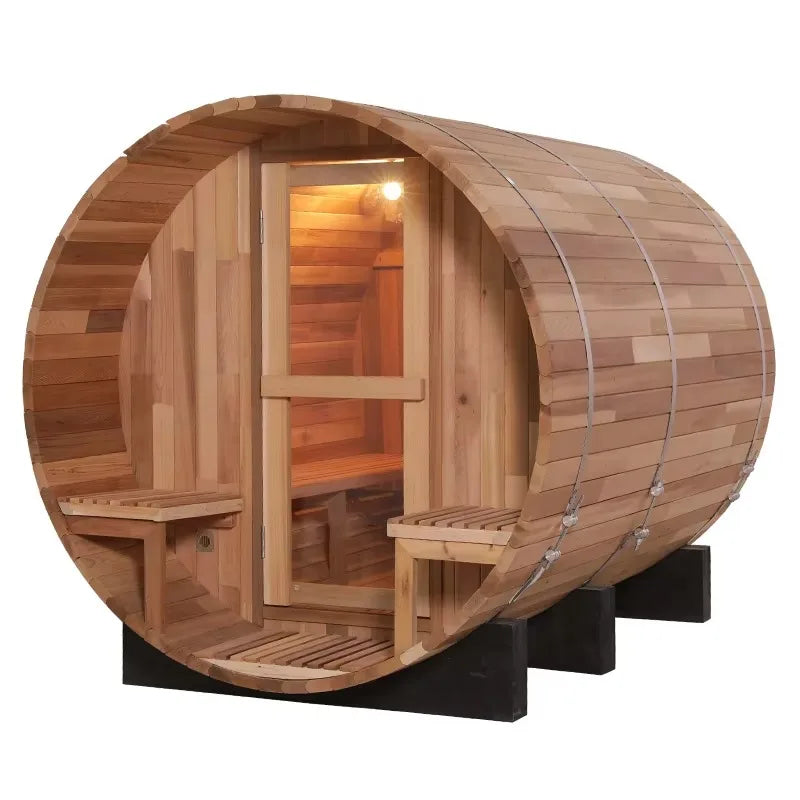 Customized Traditional Cedar Wood Outdoor Dome Sauna, Dry Steam Solid Wood Sauna Room for Backyard Garden Leisure