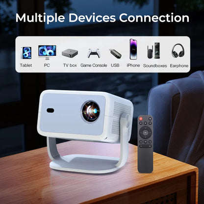 LynCast L018 Home Projector 800ANSI Native 1080P 8K Support Android 14 WiFi6 BT5.4 Portable Movie Projector with 360° Correction