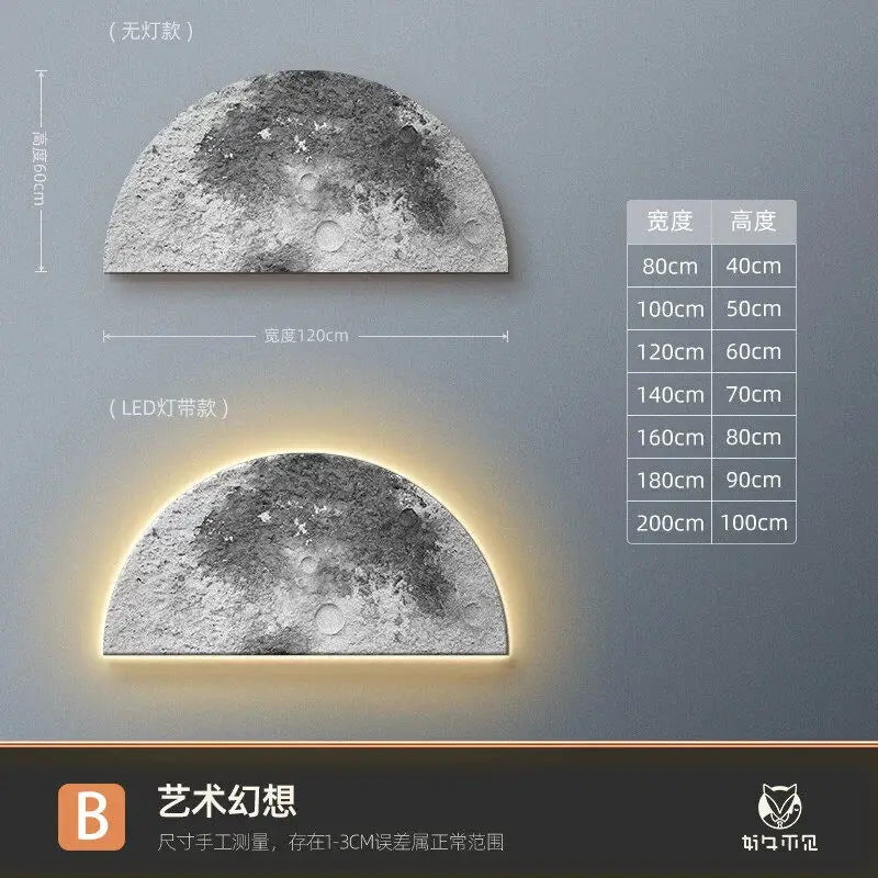 Moon living room decoration painting, LED wall lamp painting, background wall, high-end feeling, sandstone hanging painting