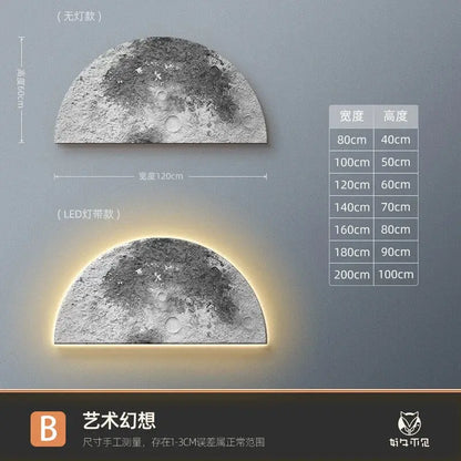 Moon living room decoration painting, LED wall lamp painting, background wall, high-end feeling, sandstone hanging painting
