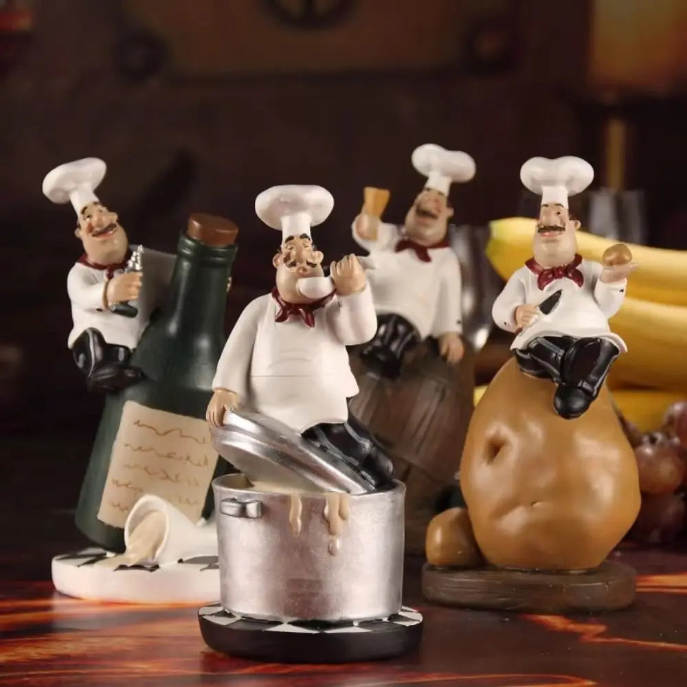 Handicraft Rustic Bakery Chef Resin Statue Model Simulated Farmhouse Cake Shop Decor Funny Display Kitchen Chef Figurine