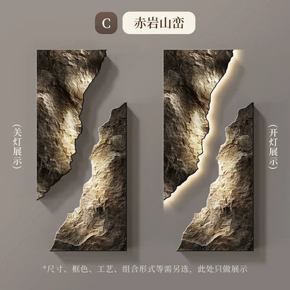 Living Room Decoration Painting Lamp Modern Luxury LED Rock Shape RC Wall Light Indoor Corridor Background Wall Mural Lights
