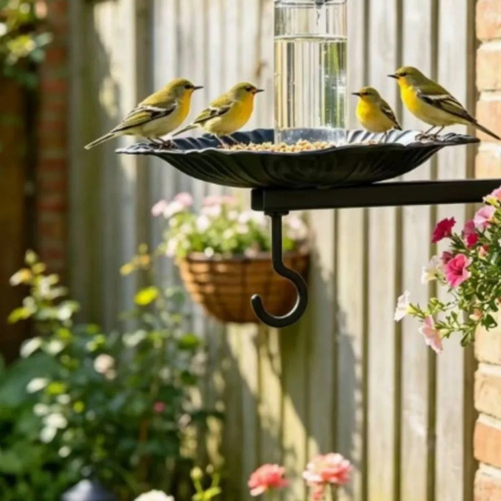 Vintage Wall Mounted Bird Feeder Cast Iron Rustic Hanging Plant Bracket Food Container Feeding Bowl Wild Bird Feeder Patio