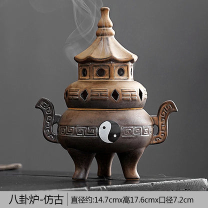 Tall Tai Chi Eight Trigu Stove Living Room Decoration Creative Home Indoor Plate Incense Burner Ceramic Incense Burner