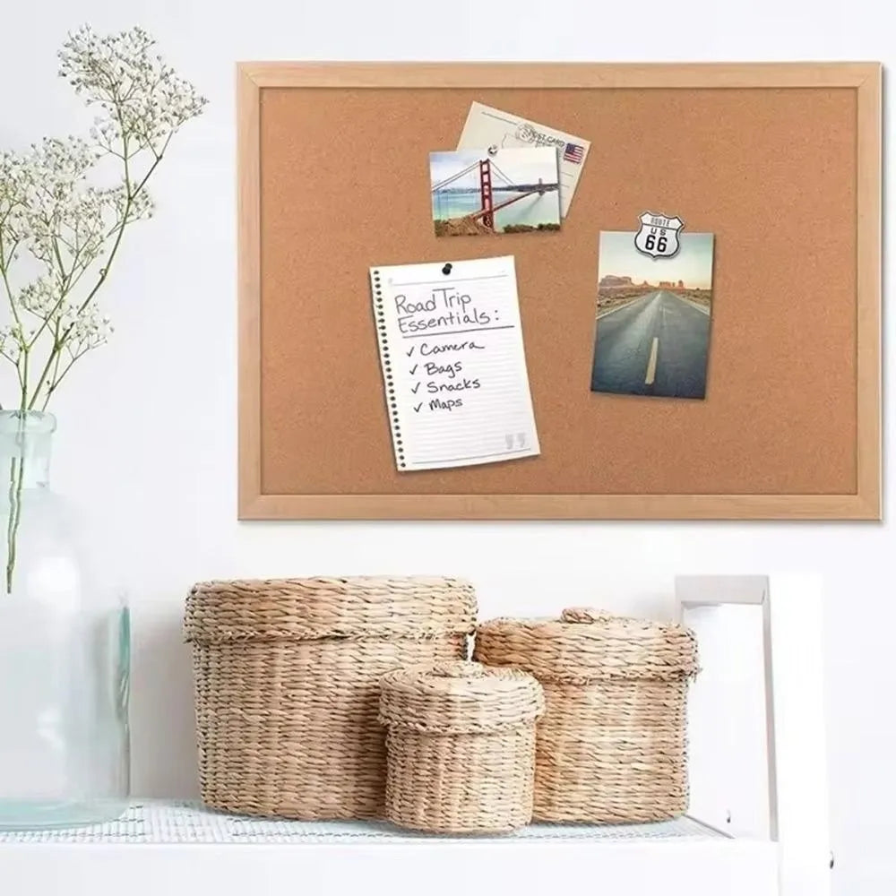 Pictures Wall Plate DIY Cork Display Panel Soft Decorative Cork Board Hanging Wood Memo Bulletin Board Cork Board