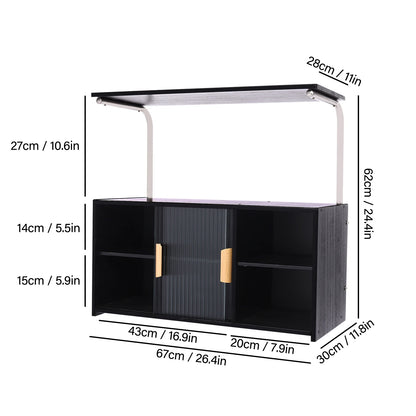 Storage Cabinet 2 Tier 67x30x62cm, Sideboard with Clear Door and Adjustable Shelf, Holds 27.6lbs for Kitchen
