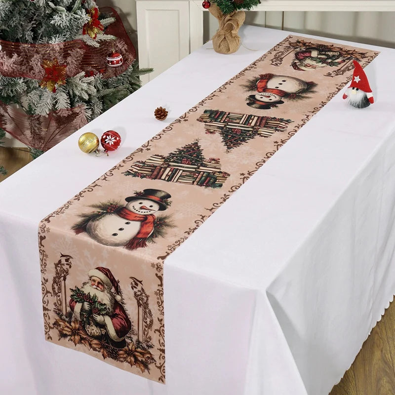 Santa Claus Christmas Table Runner Merry Christmas Decoration for Home 2025 Xmas Party Table Decor Navidad Noel New Year 2026