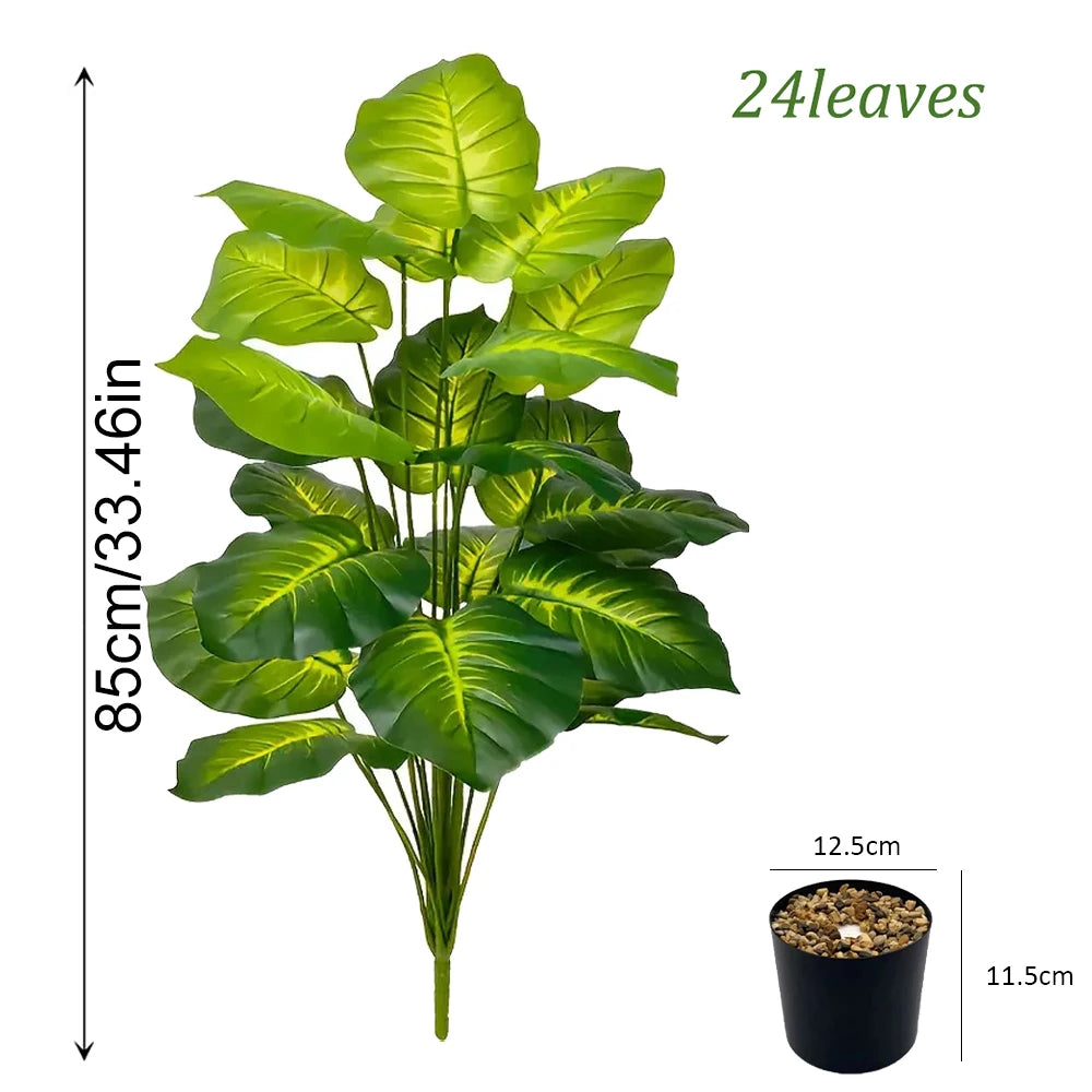 24 Leaves Areca Palm Artificial Plants Trees in Pot Plastic Green Fake Plant Tree Bonsai for Room Home Indoor Outdoor Decoration