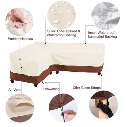 420D HEAVY DUTY Outdoor Garden Furniture V-Shaped Cover for Sofa Table Patio Waterproof Wind-Proof Anti-UV Against Rain Snow