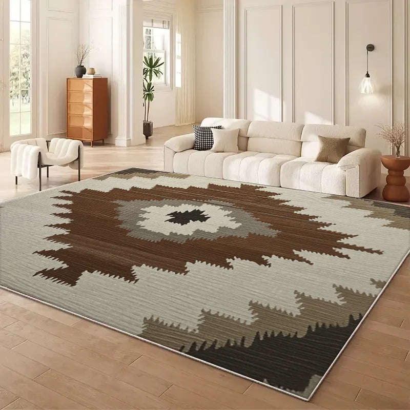 Moroccan Geometry Large Area Rug - Wabi Sabi Style Living Room Sofa Floor Mat Anti-Slip Easy Cleaning And Maintenance Home Use